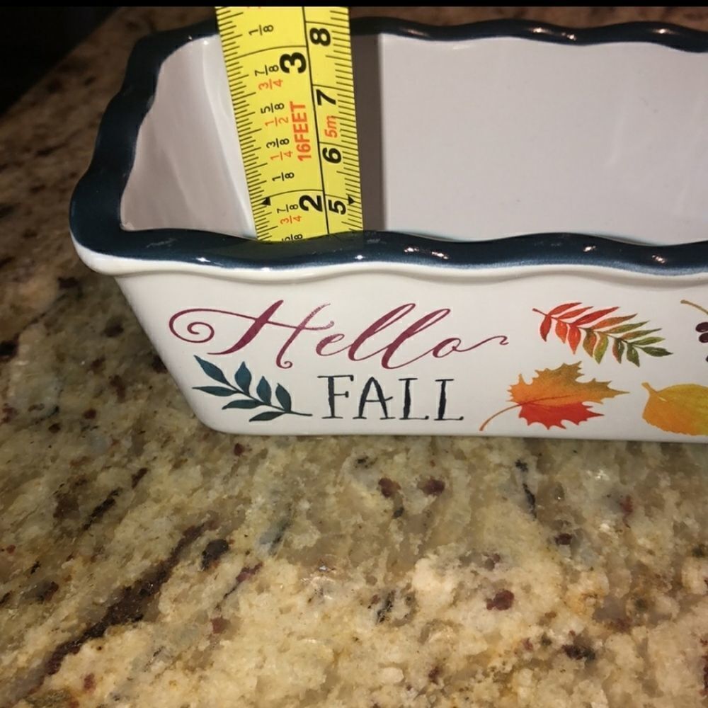 Adorable Ceramic "Hello Fall" Loaf Pan - Picture 3 of 6